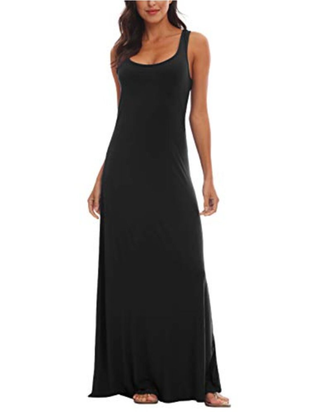 Women's Sleeveless Tank Maxi Dress Floral Print Scoop Neck High Waist Bodycon